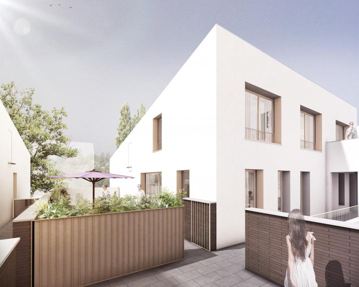 Vue d'une terrasse d'un appartement duplex au dernier étage
