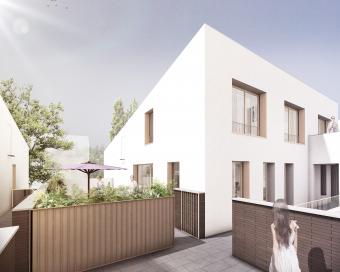 Vue d'une terrasse d'un appartement duplex au dernier étage